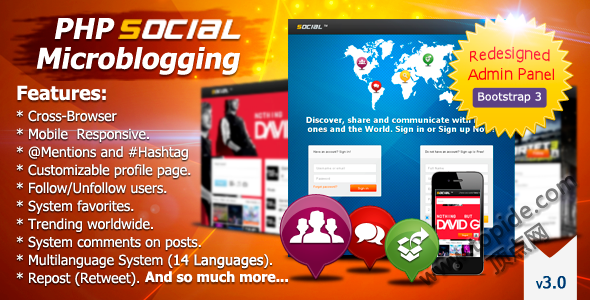 PHP SOCIAL MICROBLOGGING V.3.0 – PHP社交微博代码