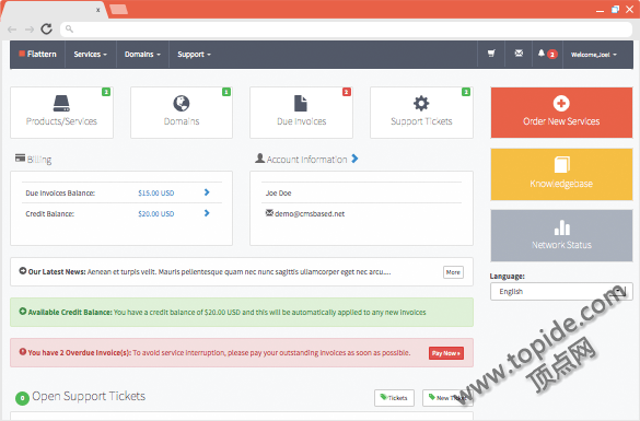 Flattern - WHMCS Template V1.0.2破解版