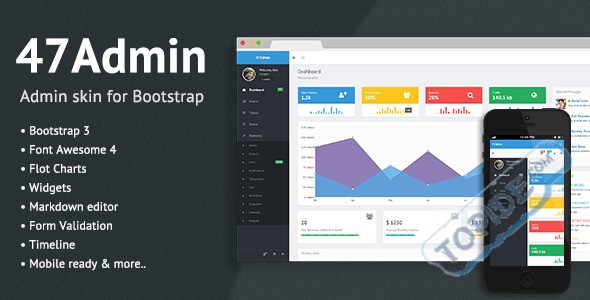 47Admin-基于Bootstrap3制作的网站后台模板 售价11美元
