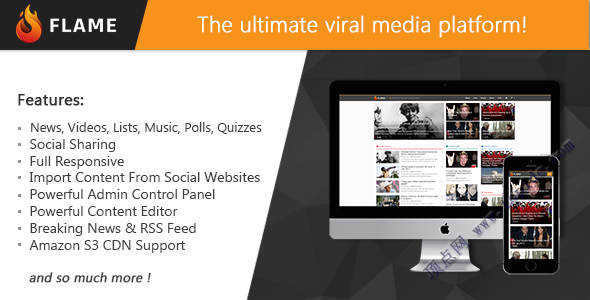 Flame v1.4 - 文章、视频、音乐、测验 多功能PHP CMS