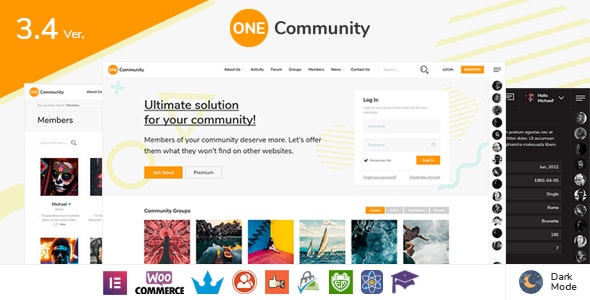 OneCommunity v3.3.3 - 响应式BuddyPress 社区主题WORDPRESS