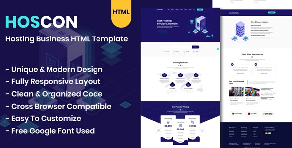 Hoscon - 主机托管业务 HTML 模板