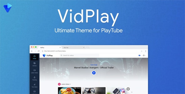VidPlay v2.2 - PlayTube 第三方商业模板