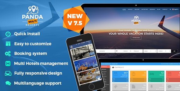 Panda Multi Resorts 7.5.1 - 熊猫多用户PHP酒店预订系统