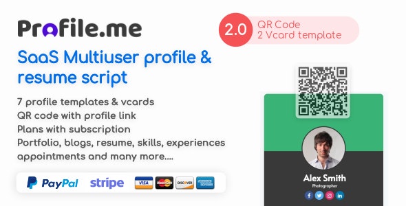 Profile.me v2.0 - PHP多用户简历和电子名片系统