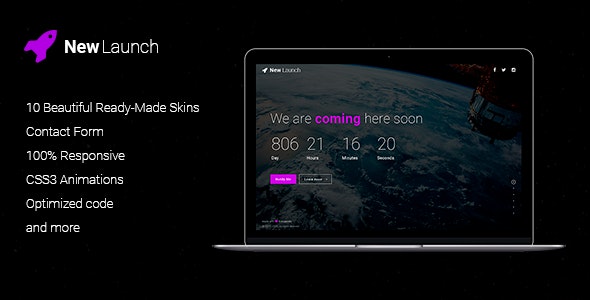 New Launch - Responsive Coming Soon Page HTML