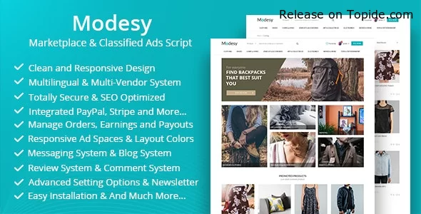 价值69美元的PHP在线商城和分类广告源码 Modesy v2.3.0