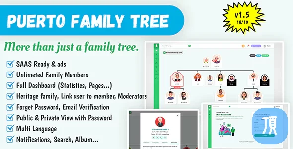 Puerto Family Tree Builder SAAS v1.5.2 - 家谱生成器源码