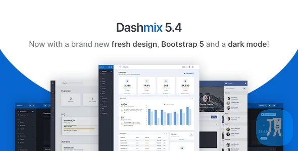 Dashmix v5.8 - 基于Bootstrap 5的管理仪表板模板 & Laravel 10入门工具包