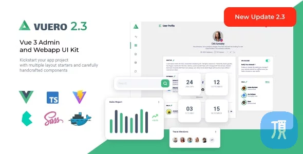 VueJS 3 Admin 和 Webapp UI Kit 模板Vuero v2.4.0