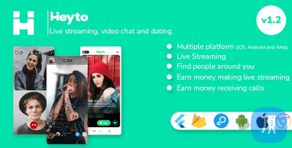 实时流媒体（iOS，安卓和网络）付费视频通话应用 Heyto