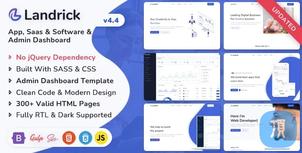 Saas 和软件多用途登陆页面和管理仪表板模板 Landrick v4.4.0