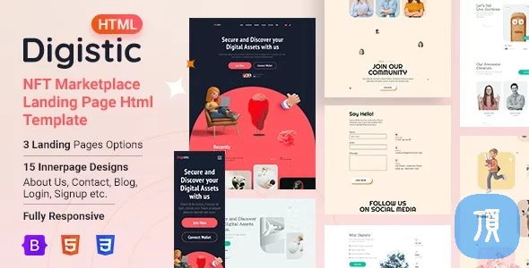 NFT 市场登陆页面 Html 模板 Digistic v1.0