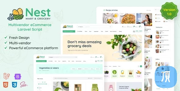 多供应商有机和杂货店 Laravel电子商务系统 Nest v1.15.0