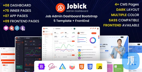 职位管理后台 Bootstrap 5 模板 + 前端 Jobick v3.0