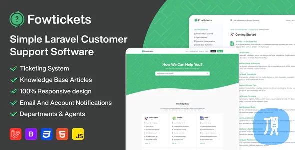 简单的PHP客户支持软件，带有工单系统和知识库 Fowtickets v2.0