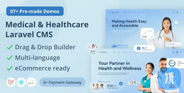 ProHealth v1.0 - 基于Laravel + React的医疗健康行业CMS